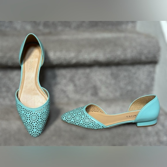 Talbots Shoes - Talbots Edison Perforated D'orsay Flats in Light Turquoise - Women’s 8.5 Spring